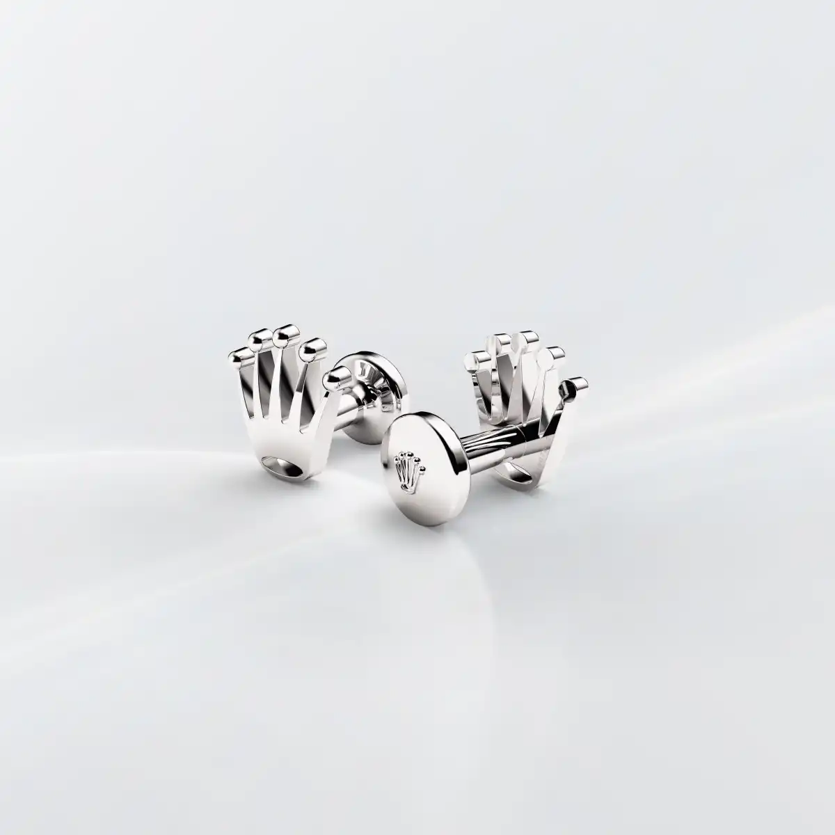 Rolex ‘Crown’ cufflinks in White gold, a1019 at Yes and Right Group