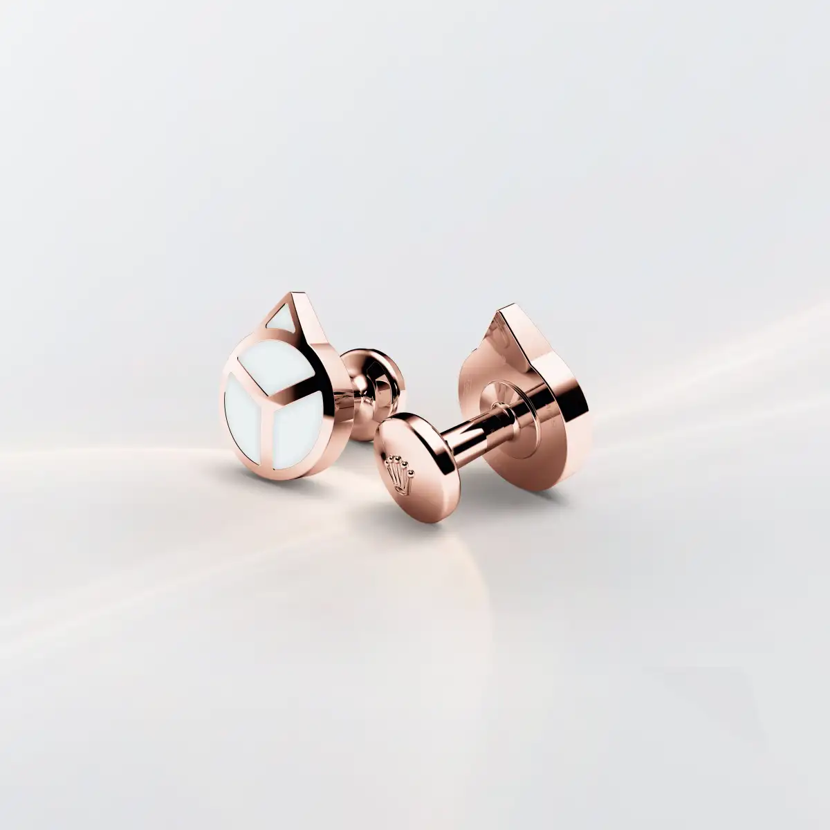 Rolex ‘Hand’ cufflinks in Everose gold and luminescent material, a1025 at Yes and Right Group