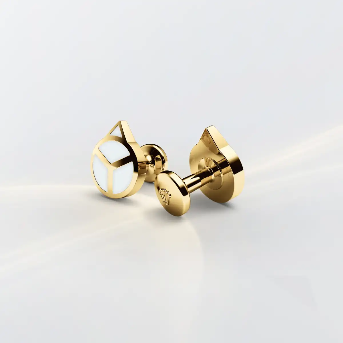 Rolex ‘Hand’ cufflinks in Yellow gold and luminescent material, a1028 at Yes and Right Group
