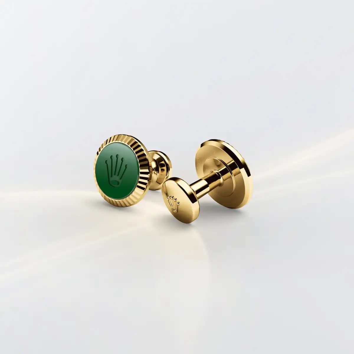 Rolex ‘Fluted’ cufflinks in Yellow gold and ceramic, a1038 at Yes and Right Group