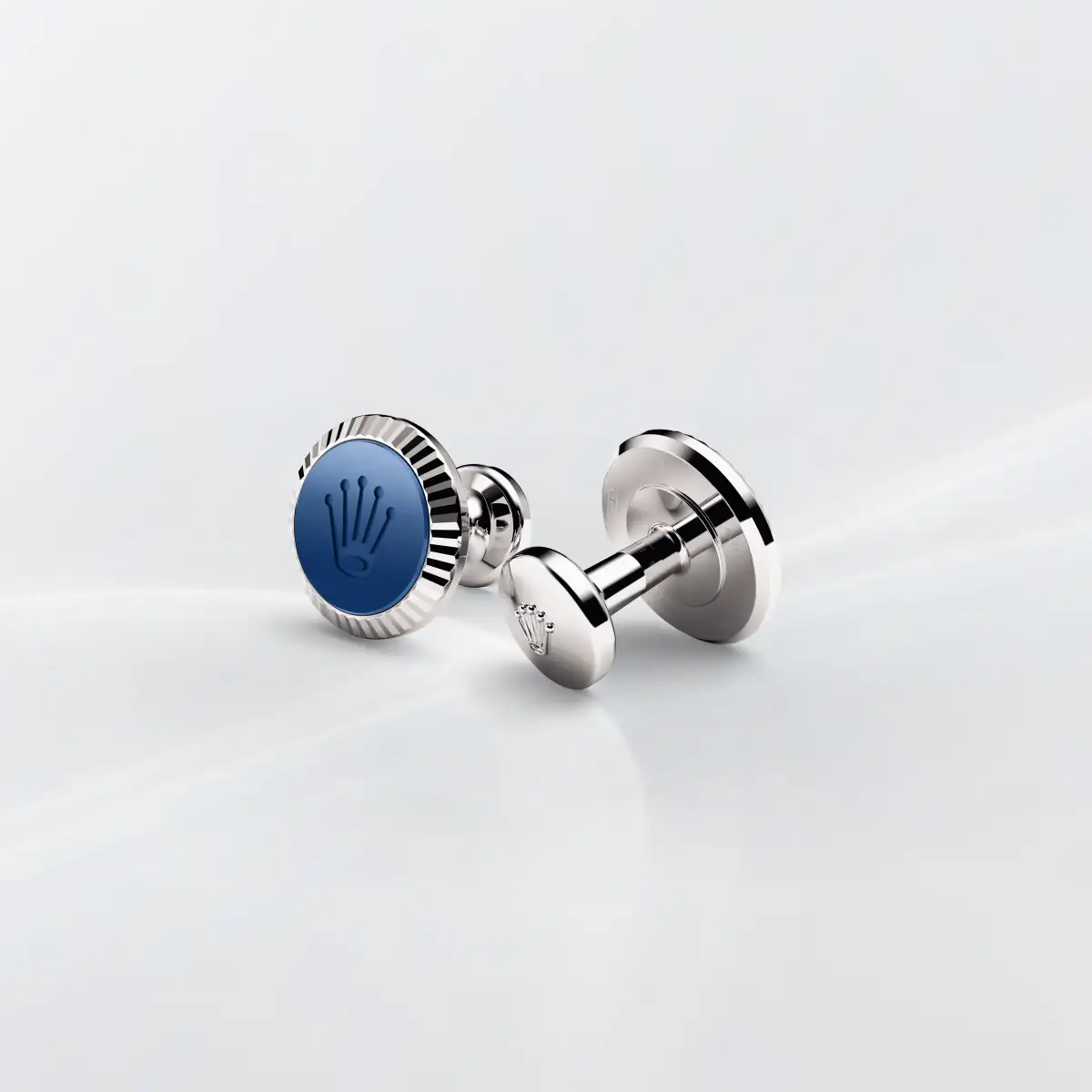 Rolex ‘Fluted’ cufflinks in White gold and ceramic, a1039 at Yes and Right Group