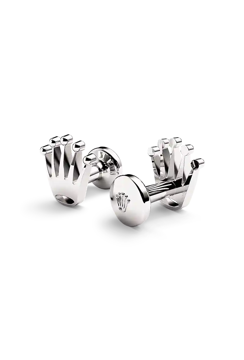 Rolex ‘Crown’ cufflinks in White gold, a1019 at Yes and Right Group
