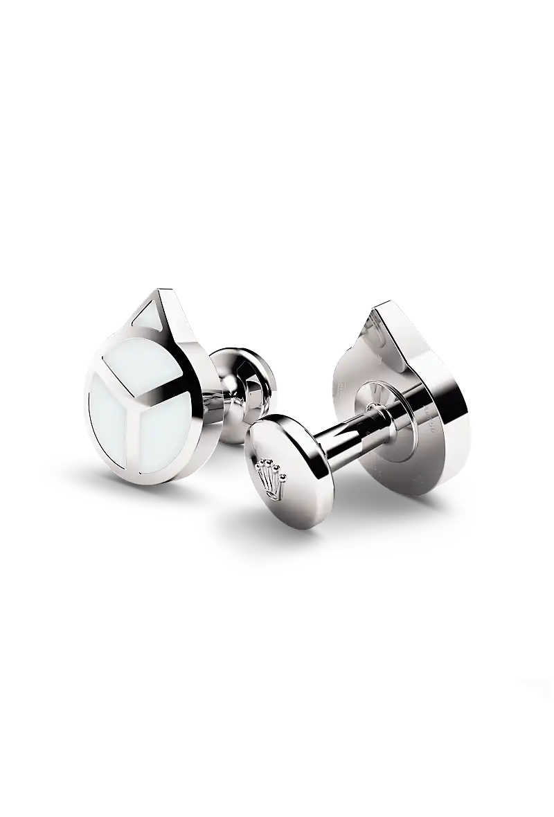 Rolex ‘Hand’ cufflinks in White gold and luminescent material, a1029 at Yes and Right Group